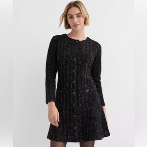 NWT Loft Elegant Black Shimmer Boucle mini pocket Dress. Size 6!